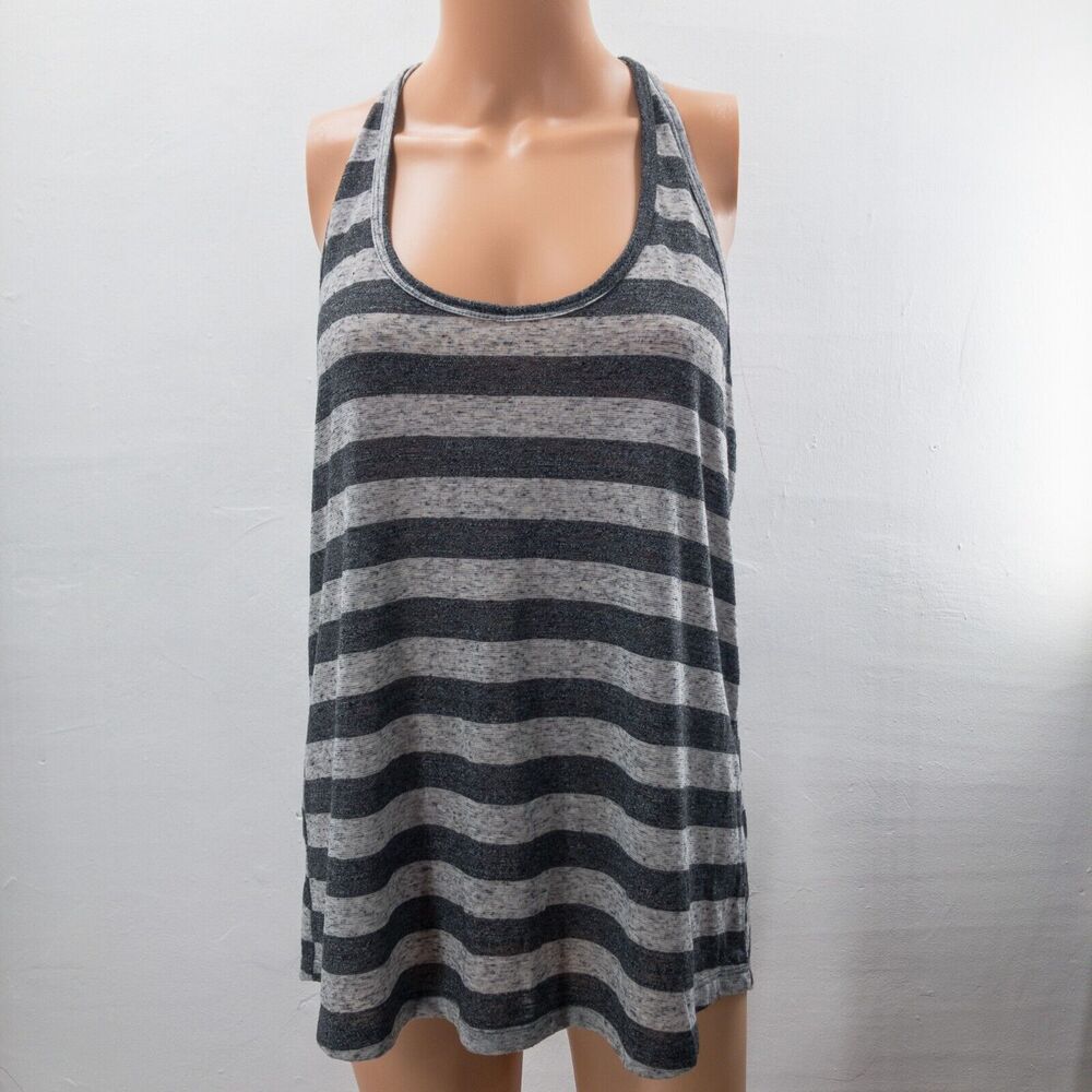 The Balance Collection Racer Back Tank Top Active Shirt Sz L Grey Gray Stripes